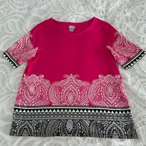 Chicos Pink Paisley Short Sleeve Top